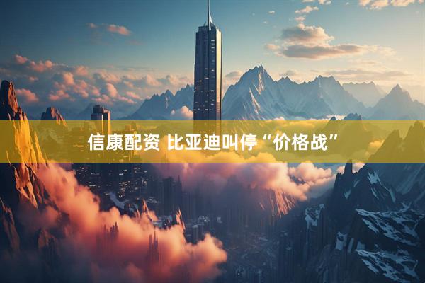 信康配资 比亚迪叫停“价格战”