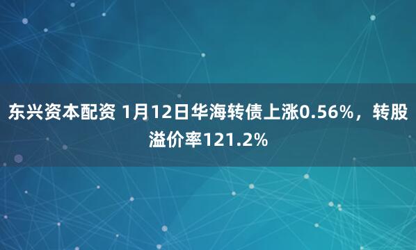 东兴资本配资 1月12日华海转债上涨0.56%，转股溢价率121.2%